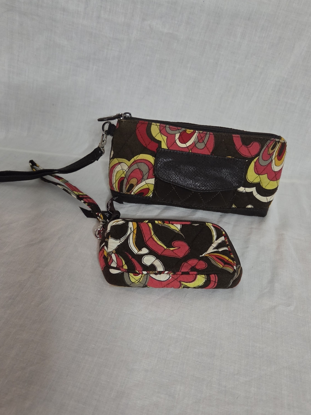 Vera Bradley Multicolor Floral Wristlet Clutch (Brown, Pink, Yellow, White)